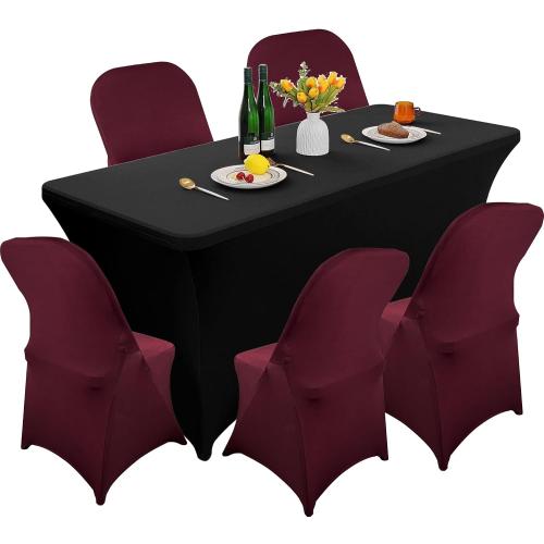 40PCS Spandex Folding Waterproof Chair Covers for Party,Burgundy | Wedding Universal Fitted Chair Cover Protector,Stretch Folding Chair Covers,For Event Banquet Holidays Celebration Decoration
