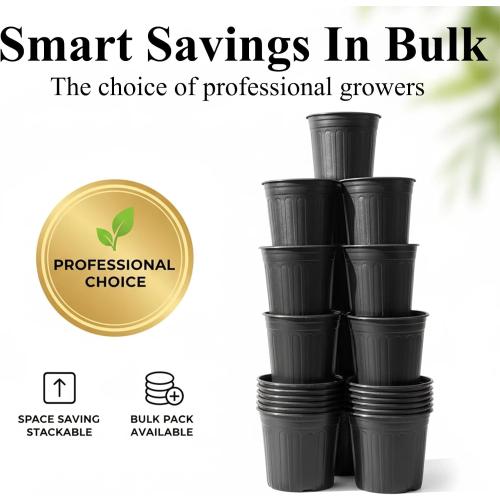 50 Pack 2 Gallon Flexible Plant Nursery Pots for Plants with Drainage Holes | Flexible, lightweight plastic construction; compact growing space for seedlings, herbs, succulents, and young flowers