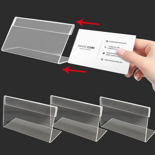 Bonsicoky 10 Pack Mini Clear Acrylic Sign Display Holder, L Shaped | Name Card Price Card Display Stand, For Office, Store, Restaurant, 3.5 x 2.5 In
