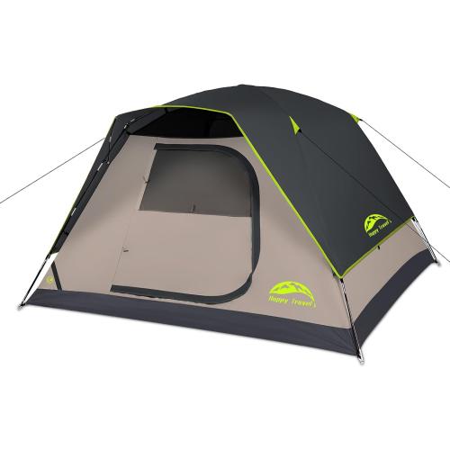 Happy Travel Camping Tent, 4/6 Person Dome Tents for Camping with Rainfly, Waterproof Clip Easy Setup Portable Family Tent with Mesh Windows, 20% More Headroom Backpacking Tents for Camping & Hiking