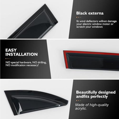 Shatterproof Out-Channel Window Deflectors for Honda CR-V (CRV) 2017-2022, Rain Guards, Window Visors for Cars, Vent Deflector, Car Accessories, 6 pcs (for CRV 17-22 6-Piece Chrome)