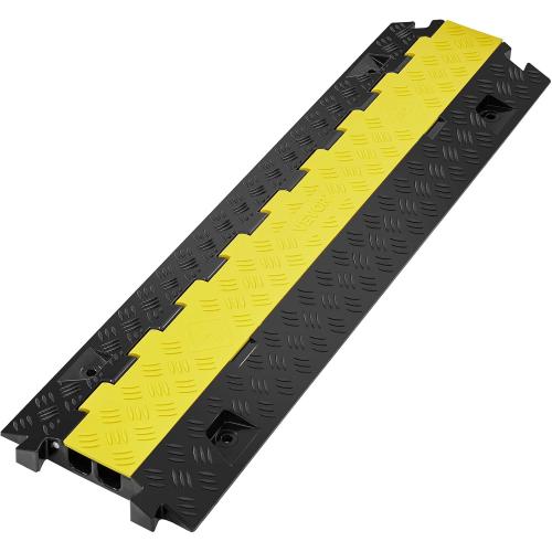 VEVOR Cable Protector Ramp, 2 Channel, 22000 lbs/axle Capacity Heavy Duty TPU Wire Cord Cover Ramp Hose Protector Driveway, Traffic Speed Bump w/TPR Flip-Open Top Cover, for Indoor & Outdoor