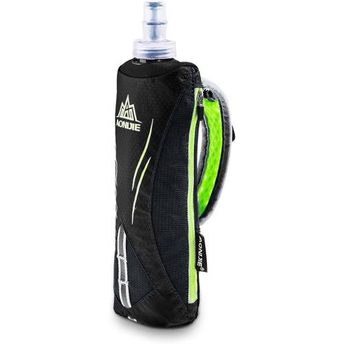 TRIWONDER Handheld Water Bottle for Running, Quick Grip Chill 17 oz Handheld Soft Water Bottle with Hand Strap Hydration Pack, BPA Sport Soft Flask (Black)