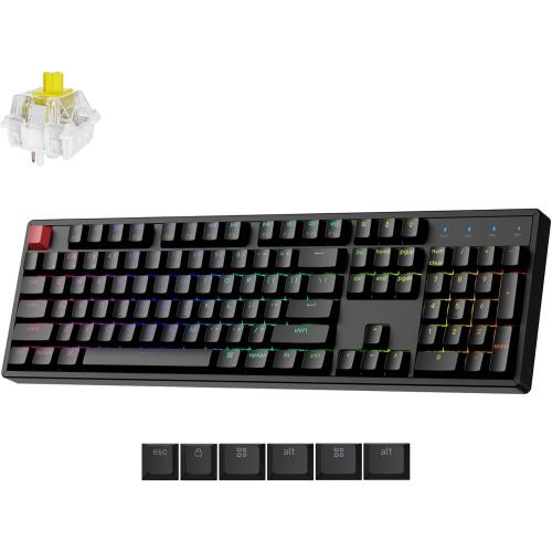 Black Keychron K10 Full Size Layout Bluetooth Wireless/USB Wired Mechanical Gaming Keyboard for Mac with Keychron Super Banana Switch/RGB Backlight 104 Keys Computer Keyboard for Windows Laptop(Version 2)