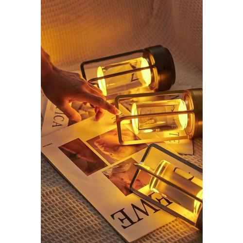 Portable Metal Table Lamp for Indoor/Outdoor ,Rechargeable Cordless LED Lamp, 3-Colour Infinitely Dimming Battery Powered Small Desk Lamp, Restaurant/Bedroom/Bar/Coffee Shop/Camping Light (Gold)