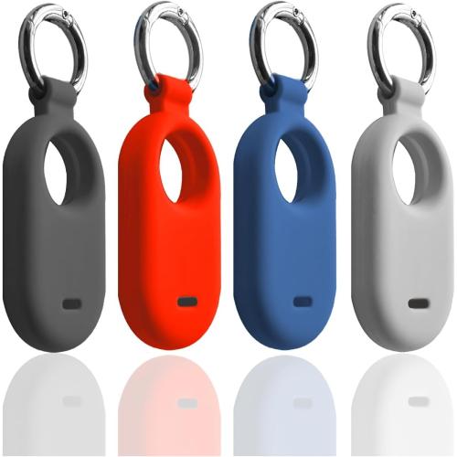 4Pack Silicone Case Cover Skin Holder Set for Galaxy SmartTag2 (Black Red Navy Gray)