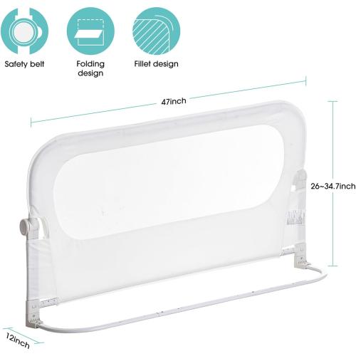Baby Bed Rail Guard for Toddlers -46 Toddler Bed Rails for Twin, Full, Queen, King Bunk Size Bed Swing Down Bedrail Extral Tall Child Safety Side Railing Guards for Kids