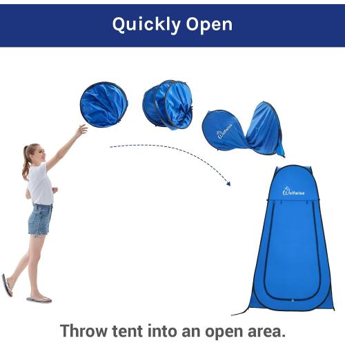 Wolfwise Pop Up Shower Tent, Portable Instant Changing Tent with Ventilation Window & Carry Bag, Privacy Bathroom Toilet Tent for Beach, Camping & Outdoor, Width 47.2 , Height 82.7 , Blue