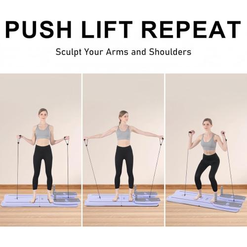 Pilates Reformer Board Set - 2025 Foldable 8-in-1 Pilates Machine for Full Body Workouts, Ab Core Trainer with Resistance Bands, Portable Home Pilates Equipment for Women & Men