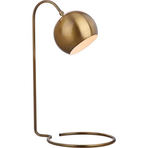 Safavieh Lighting Collection Bartolo Brass Gold 22-inch Bedroom Living Room Home Office Desk Dorm Study Nightstand Task Table Lamp (LED Bulb Included)