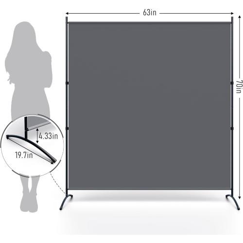Room Divider Folding Privacy Screens, Portable Room Divider Panel 3 Panel Partition Room Dividers Screen Freestanding Room Partitions and Dividers Fabric Dividers for Room Separation (Grey, 1 Panel)