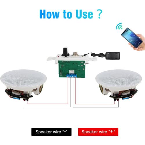 STUDIOFINIX 8-Inch Bluetooth Ceiling Speaker System with A 2-Channel Wall Amplifier,400W Max Power Output Pair - Perfect for Clear Sound in Living Room, Office, Kitchen, Basement & Covered Patio