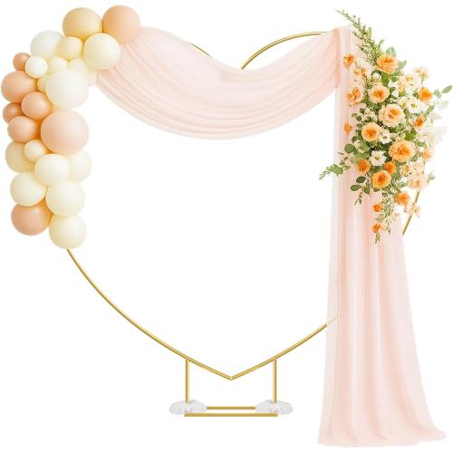 6.6FT Heart Arch Stand for Proposal Heart Shaped Backdrop Stand Wedding Arch Stand for Ceremony Valentine's Day Birthday Party Baby Shower Decorations (Golden)