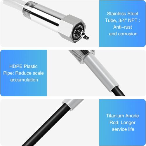 Powered Anode Rod, Briidea Water Heater Anode Rod Made of Titanium (40-89 Gallon Tank), Anti-Rust and Corrosion, Reduce Limescale