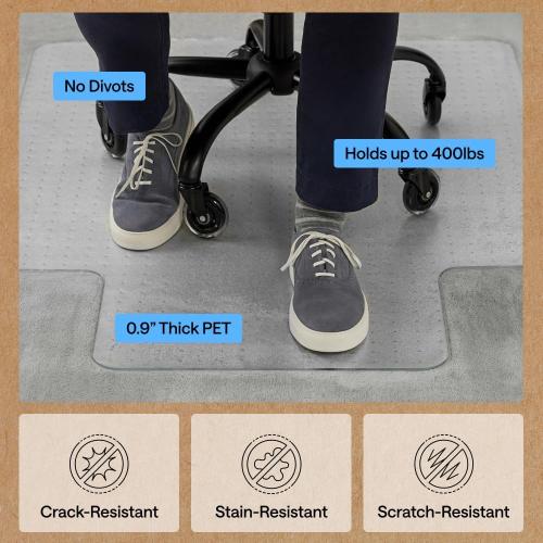 GORILLA GRIP Slip Resistant Clear Office Chair Mat for Carpet Floors, Smooth Rolling Glide Under Desk, Heavy Duty Plastic Computer Mats and Carpeted Floor Protector, Work and Gaming Chairs, 29x47 Lip