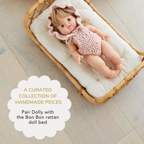 BEBE BASK Premium Baby Doll Bassinet - Handcrafted & Award-Winning Seagrass Moses Basket - Doll Carrier with Luxe Mattress