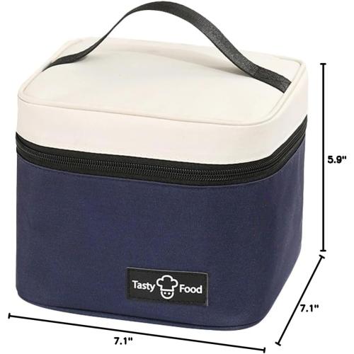 Lunch Bag for Men, Portable Lunch Bag for Adults, Top handle Lunch Box Food Bag for Work, Square Food Bag for Office, Picnic (Navy Blue)
