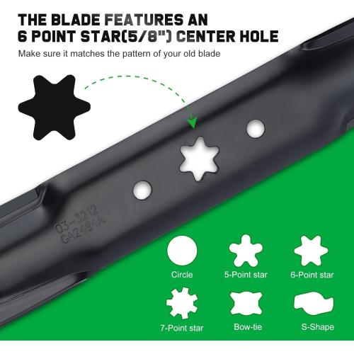 Grasscool 942-04308 942-04308A Mower Blades for Troy Bilt Bronco Pony Mustang 42 inch Mower with 6 Star Hole Cub Cadet XT1-42 ZT1-42 42'' Zero Turn Lawn Tractor Replace 942-04308A 942-04312 High Lift