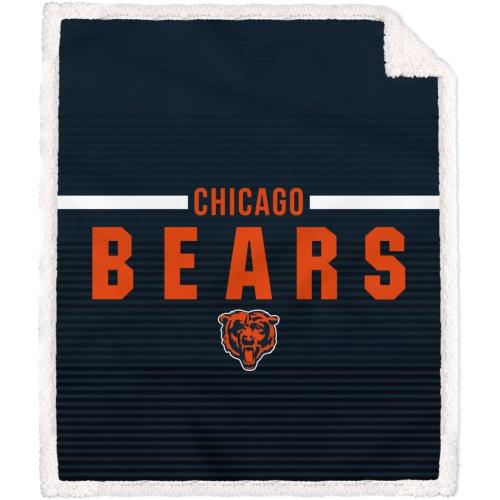 Size 60 X 70 Chicago Bears Logo Letter Poly Spandex Blanket with Sherpa