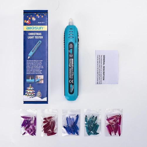 allsun Christmas Light Tester with 50pcs 2.5V Bulbs, Non-Contact Voltage Tester and Repair Tool, 12-600Vac Christmas Tree Light Tester for Holiday String Lights, Bulb and Fuse Checker