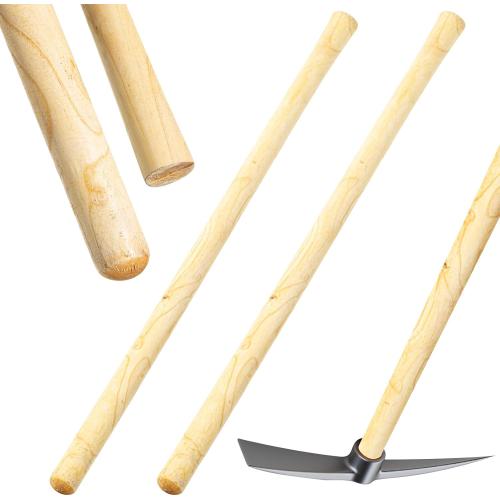 Lasnten 2 Pcs Solid Wood Replacement Handle for Round Eye Hoe 54 in Grub Hoe Handle 1.38-1.77 in Head for Garden Shovel Digging Spading Fork Rake Gardening Tool
