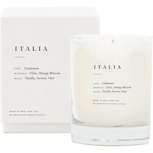 Brooklyn Candle Studio Italia Classic Wick Candle - Luxury Scented Candle, Vanilla, Incense & Orange Blossom, Vegan Soy Wax, Hand Poured, 70 Hour Burn Time - 13oz