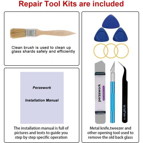 Rear Back Glass Replacement for iPhone 14 6.1-inches with Reparing Toolkit and Manual (Midnight Black)
