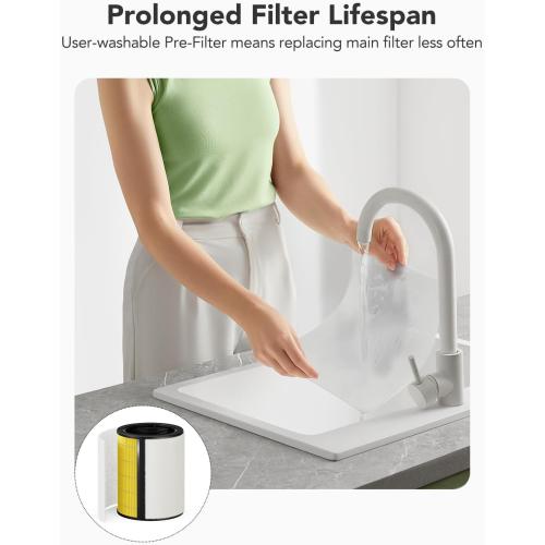 GoveeLife Smart Air Purifier for Home Large Room Up to 1524 sq.ft.with Washable Filter, Integrated PM 2.5 Air Quality Sensor,WiFi, Air Purifier for Smoke, Wildfire, Pet Hair,24dB, White