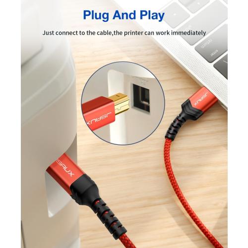 JSAUX Printer Cable 10ft, USB Printer Cord for HP Canon Dell Epson