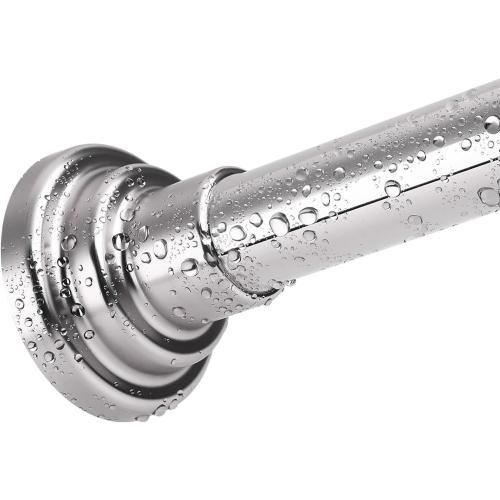Shower Curtain Rod, Stainless Steel, No Drilling & Rust, Anti-Slip, Adjustable Tension Spring Pole, Extendable Telescopic Rail for Closet, Bathroom, Windows or Doorways (26-65inches)