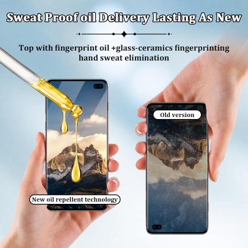 [2 2 Pack] Galaxy S10 Plus Screen Protector and Camera Lens Protector, Fingerprint Unlock, 9H Hardness Tempered Glass, Anti-Scratch, Full Coverage Glass Film, Bubble-Free, for Galaxy S10 Plus 6.4 Inch