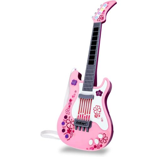 M SANMERSEN Kids Guitar for Girl Music Toy Electric Pink Guitars with Strap for Kid Toddler Musical Instrument Toys for 3 4 5 Year Old Girls Gifts
