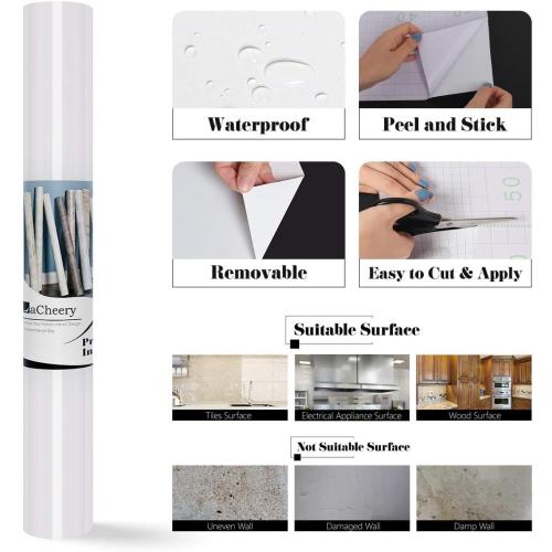 Glossy Wallpaper White Contact Paper Decorative Self Adhesive Counter Top Covers Removable Wallpaper Peel and Stick Countertops for Kitchen Cabinets Shelf Drawer Liner Desk Dresser