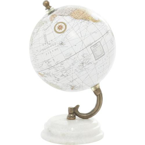 Deco 79 Marble Globe with White Marble Base, 5' x 5' x 8', White