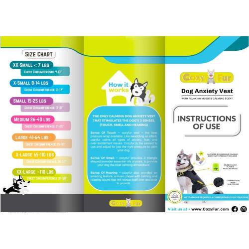 CozyVest® Dog Anxiety Vest 3-in-1 Music & Aromatherapy Shirt, Relaxing Sound & Essential Oil Scent Jacket, Fireworks Thunder Separation & Thunderstorm Canine Stress Relief Coat (Gray, XL [65-110 Lbs])