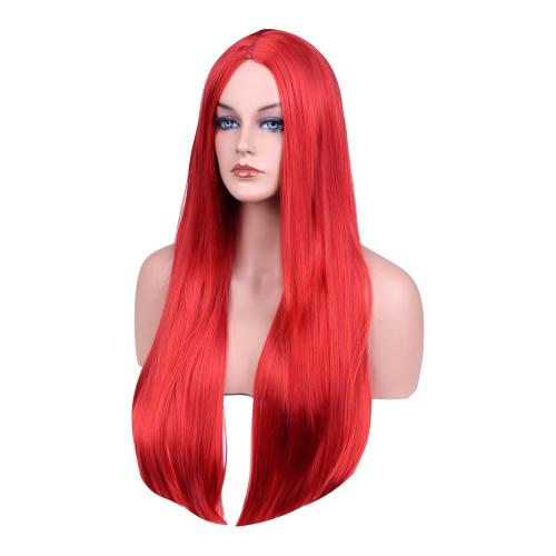 Womens/Ladies 75cm Red Color Long STRAIGHT Cosplay/Costume/Anime/Party/Bangs Full Sexy Wig (75cm Straight,Red)
