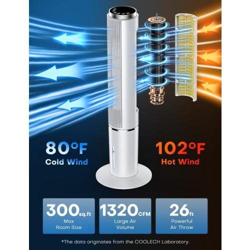 Black 42 INCH Portable Air Conditioners w/LED Touch Screen, 4 Mode&3 Speed,1-Gal Tank for 15H Cooling Evaporative Air Cooler,12H Timer, No Hose No Window Needed, 90° Oscillating AC Unit for Bedroom