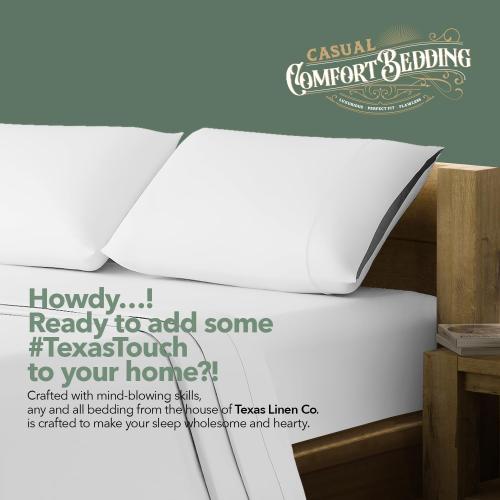 TEXAS LINEN CO. 100% Organic Cotton Percale Sheets Full Size - White, 4 Piece Set, Soft & Crisp, Cooling, 16 Deep Pocket Hotel Sheets