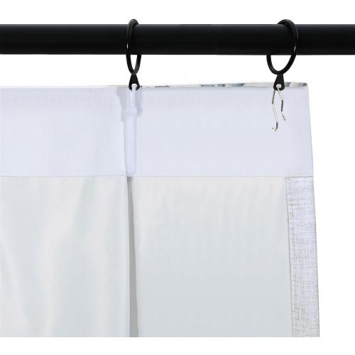 Pinch Pleated Drapes with Blue Embroidered Trim Faux Linen Pinch Pleat Lined Curtains for Sliding Glass Door, 50W x 108L, Beige White V2, 2 Panels