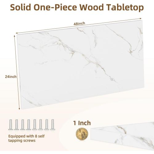 Rectangular Wood Table Top, 48x24x1 in Solid One-Piece Workbench Top | Wood Table Top Particle Board For Standing Desk, Home Office DIY Countertop, Washer Dryer, Coffee Bar And Workbench Use