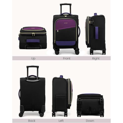 LOVEVOOK 4 Pcs Carry On Luggage 22x14x9 Airline Approved, 20 Inch Carry On Suitcases with Wheels, Softside Rolling Suitcase for Women Men, with TSA Lock Weekender Travel Luggage