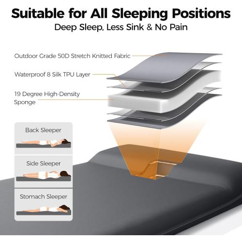 OGERY Self Inflating Sleeping Pad with Electric Pump, 3.15 Ultra-Thick Memory Foam Camping Pad, 4 Season Camping Mattress Pad with Built-in Pillow, Camping Essentials Gear for Tent Travel Car