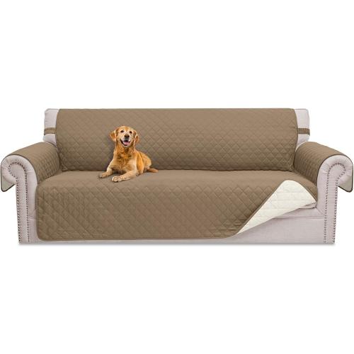HOMERILLA Couch Cover, Dog Couch Covers for Pets, Couch Covers for 3 Cushion, Reversible Sofa Covers Furniture Protector with Elastic Straps (68 Sofa, Taupe/Ivory)