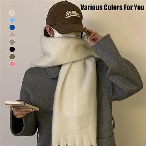 Fashion Imitation Wool Scarf, Chunky Scarf Tassel Soft Scarf, Winter Oversized Thick Warm Scarf