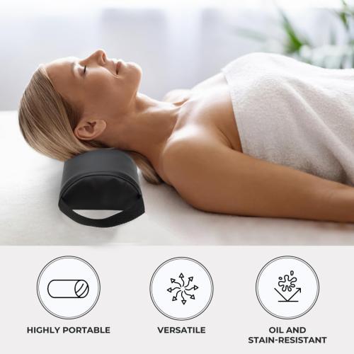 ForPro Premium Half-Round Bolster Pillow for Massage and Yoga, Oil and Stain-Resistant, 6”W x 3 H x 26”L, Black