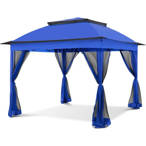 COOS BAY 11x11 Pop-Up Instant Gazebo Tent with Mosquito Netting Outdoor Canopy Shelter with 121 Square Feet of Shade (Blue)