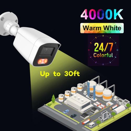 Color whitehonic 24/7 Full-Color 5MP HD TVI/AHD 4MP CVI Wide Angle Waterproof Bullet Analog CCTV Camera