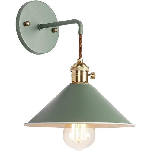 Wall Sconce Lamps Lighting Fixture with on Off Switch,Green Macaron Wall lamp E26 Edison Copper lamp Holder with Frosted Paint Body Bedside lamp Bathroom Vanity Lights