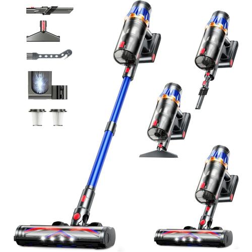 Cordless Vacuum Cleaner,Upgraded 600W 50KPA 70 Mins Vacuum Cleaners for Home,Self-Standing with Stick Vacuum,Touch Screen, Anti-tangle,Rechargeable,Lightweight, Vacuum for Pet Hair Carpets Hard Floors