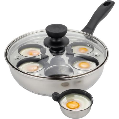 MARSKITOP Egg Poacher, Poached Eggs Cooker, Stainless Steel Egg Poaching Pan Food Grade Safe PFOA Free